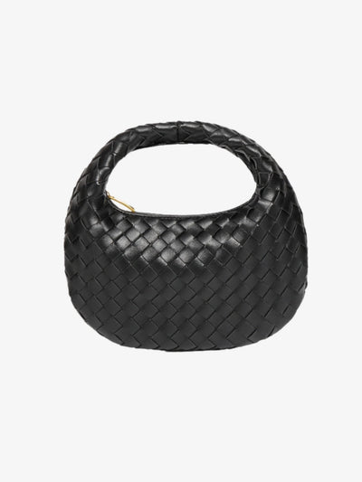 Mini Bolso de Cuero Trenzado con Cadena Dorada