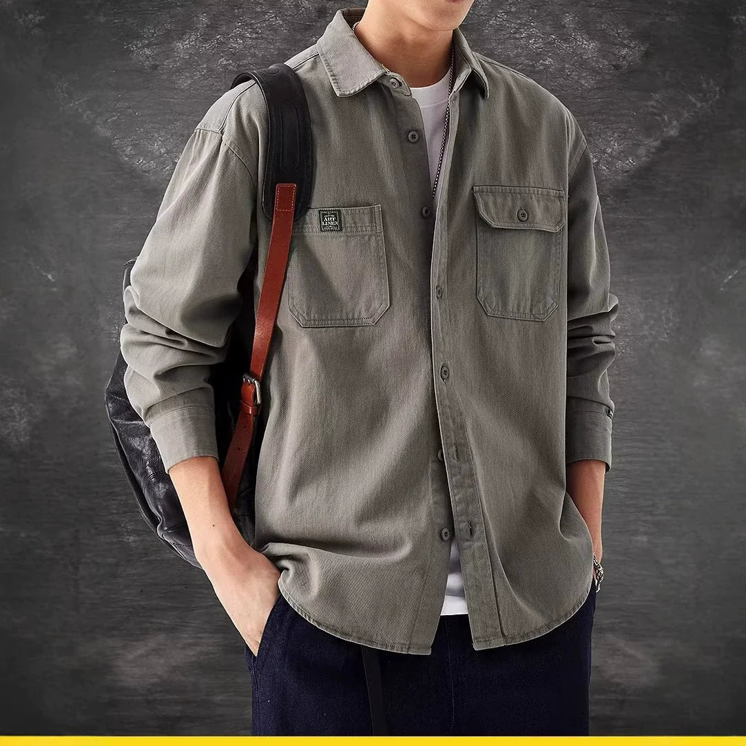 RAFA| chaqueta camisa, de lona estilo vintage.