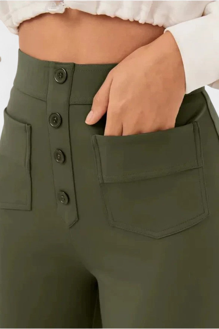 NURIA| Pantalones Rectos de Cintura Alta y Elasticidad
