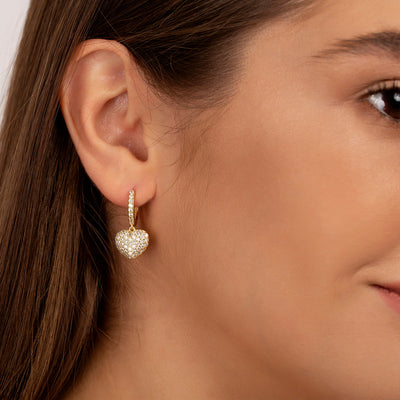 Pendientes con colgante de corazón y circonitas – acero inoxidable mujer