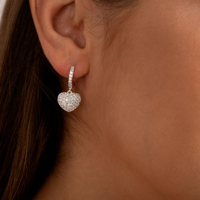 Pendientes con colgante de corazón y circonitas – acero inoxidable mujer
