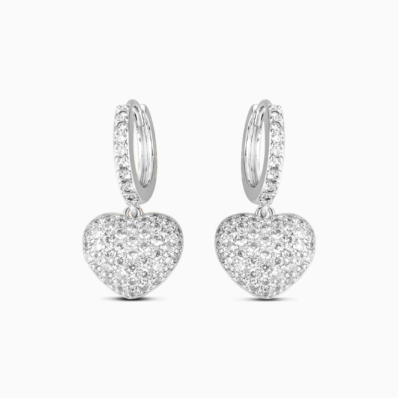 Pendientes con colgante de corazón y circonitas – acero inoxidable mujer