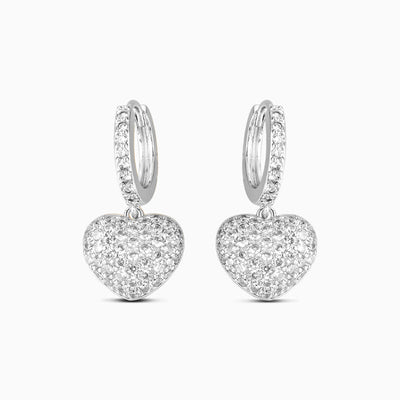 Pendientes con colgante de corazón y circonitas – acero inoxidable mujer