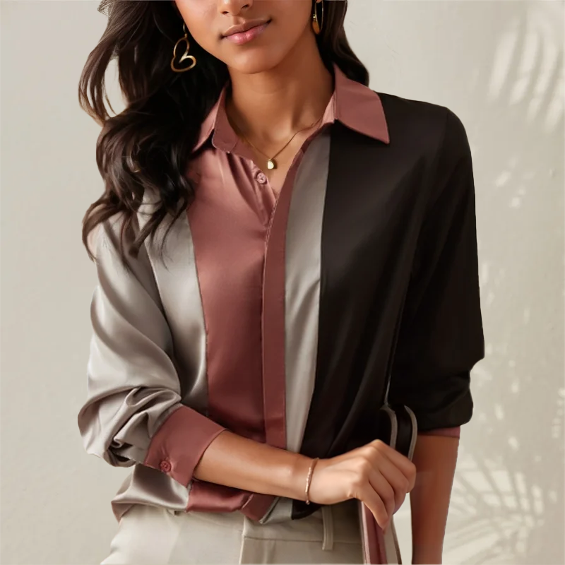 OLGA |Blusa de saten de manga larga