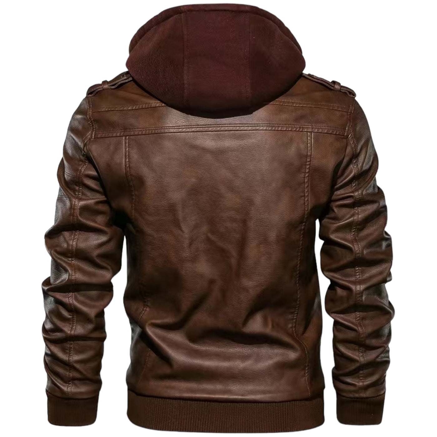 EUGENIO| Chaqueta de cuero con capucha y cremallera para hombre