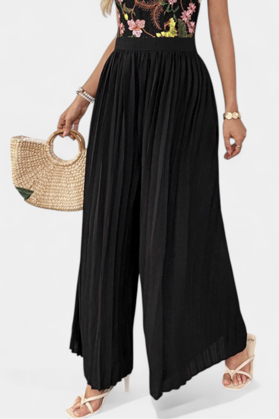 MARU| Mono Palazzo con Bordado Floral y Encaje Transparente