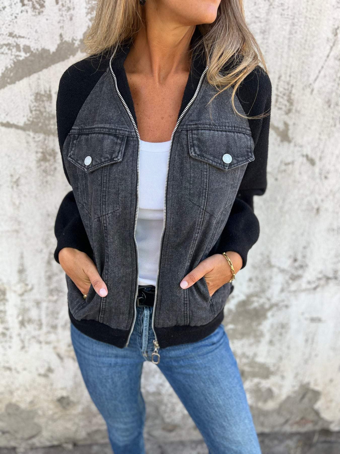 Susan - Chaqueta vaquera elegante con cremallera