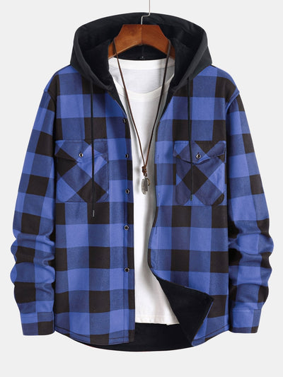 RAUL| Camisa con capucha para hombre y forro polar de franela. Corte holgado.