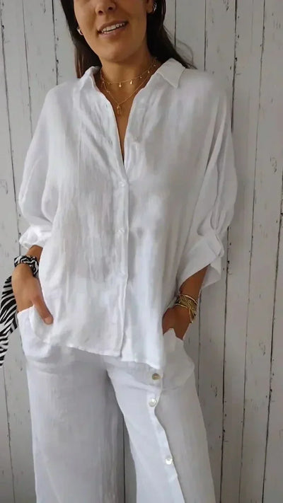 Blusa de mujer - Mezcla de algodón y lino