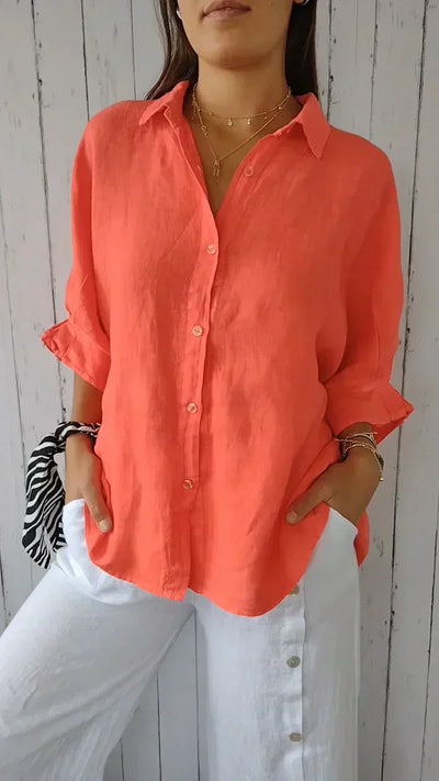 Blusa de mujer - Mezcla de algodón y lino