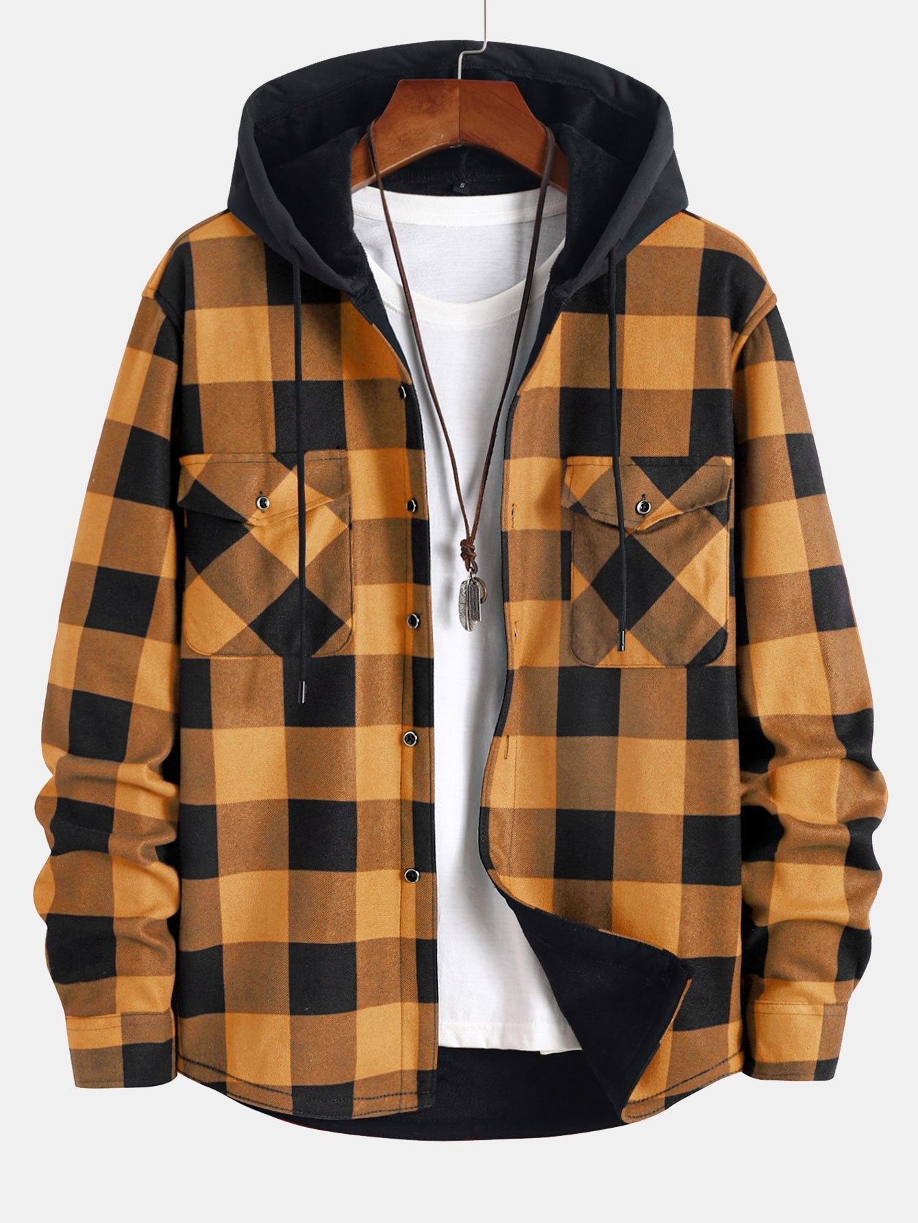 RAUL| Camisa con capucha para hombre y forro polar de franela. Corte holgado.