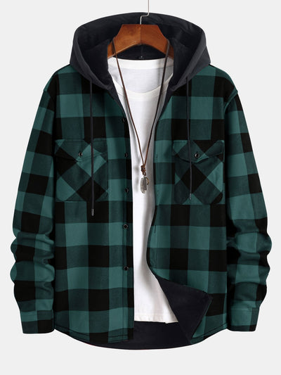 RAUL| Camisa con capucha para hombre y forro polar de franela. Corte holgado.