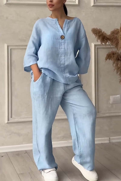 SILVIA| Descubre nuestro conjunto casual de lino y algodón,