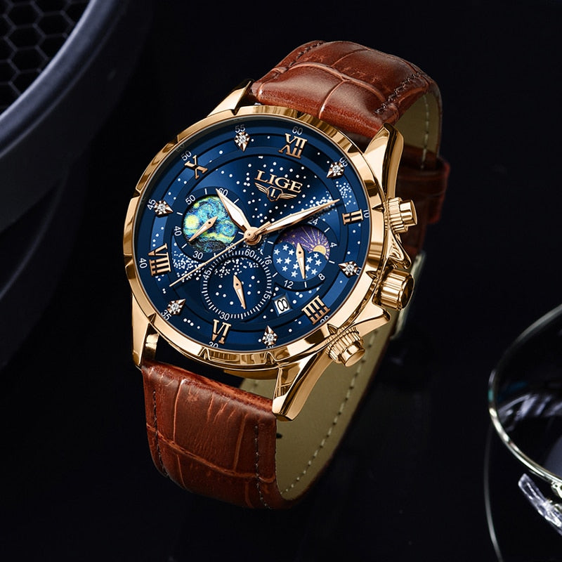 Lucas™ -Reloj elegante para hombre con fase lunar duradera