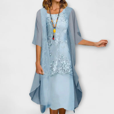 Camila | Vestido Elegante Con Encaje Y Chaqueta Ligera