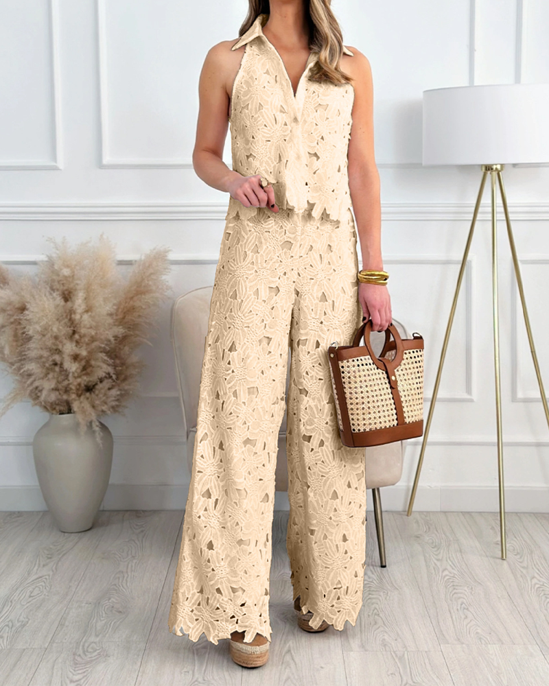 MARTA| tarje de pantalon recto, con escote en V.