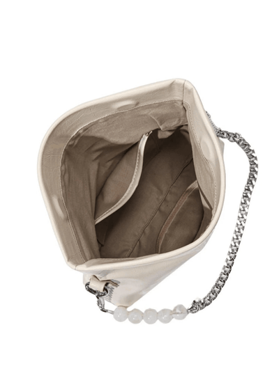 Bolso de Cadena Elegante con Detalles de Perlas – Bolso de Hombro Minimalista