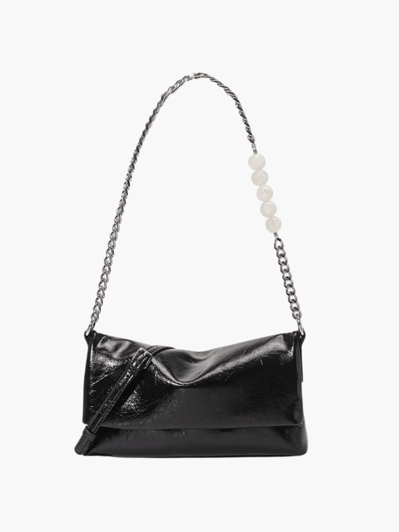 Bolso de Cadena Elegante con Detalles de Perlas – Bolso de Hombro Minimalista