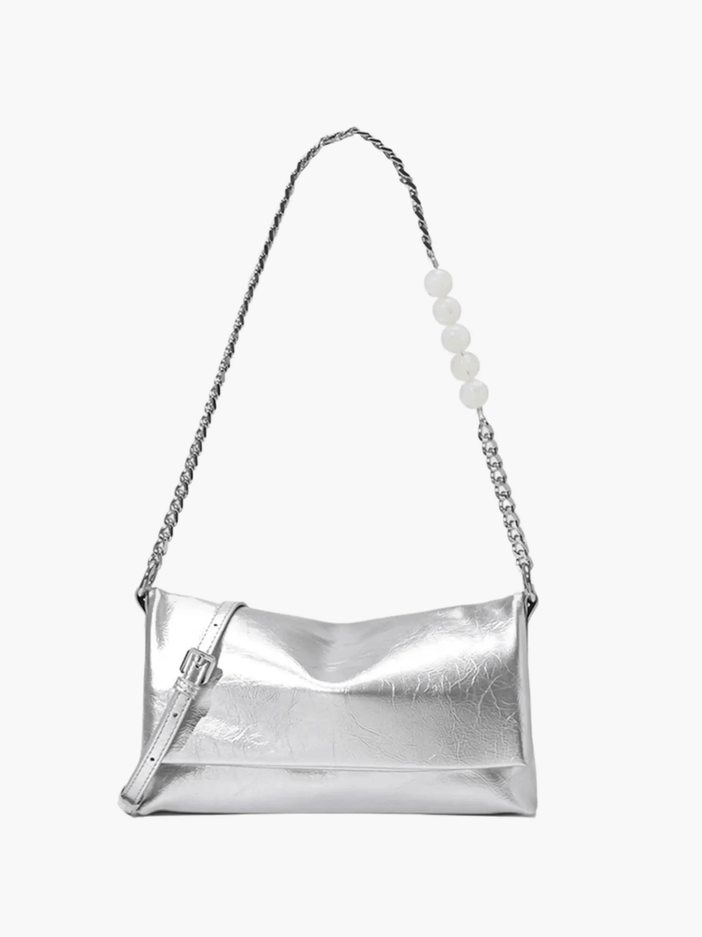 Bolso de Cadena Elegante con Detalles de Perlas – Bolso de Hombro Minimalista