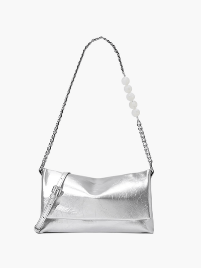 Bolso de Cadena Elegante con Detalles de Perlas – Bolso de Hombro Minimalista