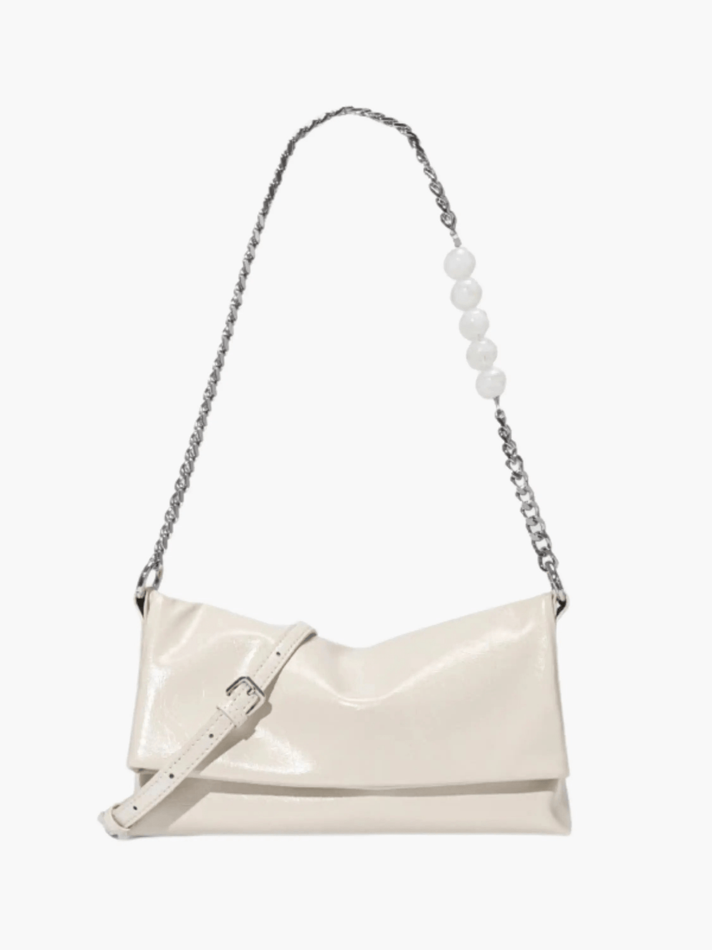 Bolso de Cadena Elegante con Detalles de Perlas – Bolso de Hombro Minimalista