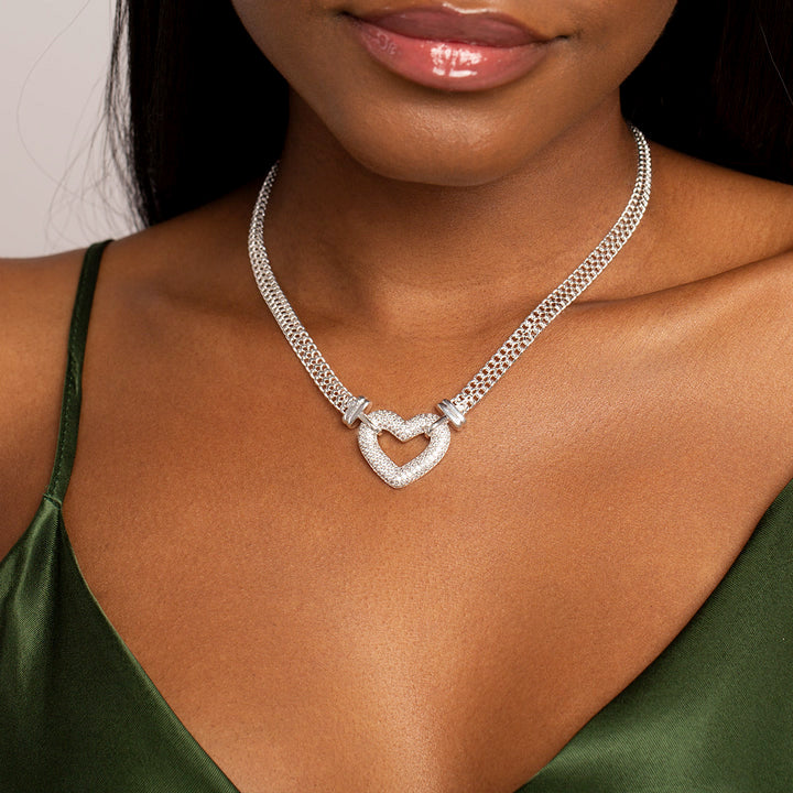 Collar de corazón para mujer – acero inoxidable oro o plata