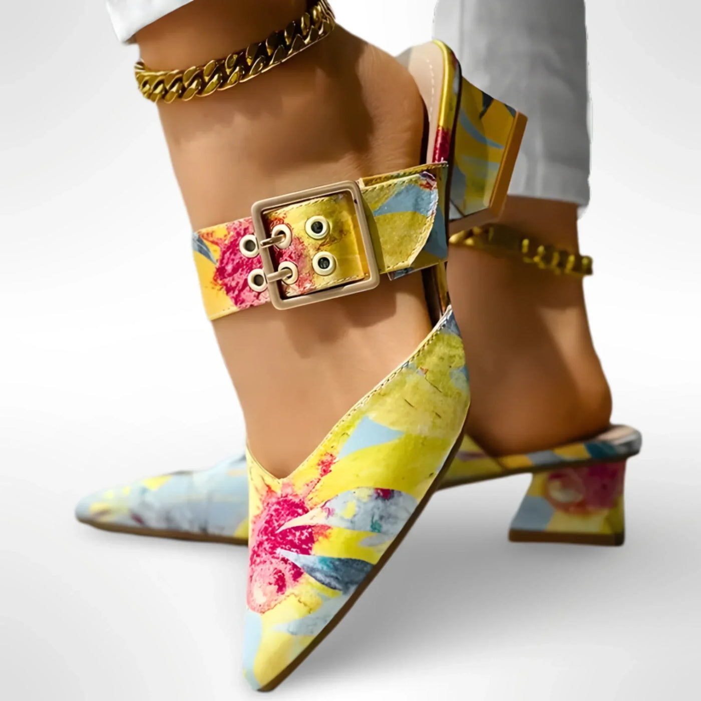VERO| Sandalias de tacón con diseño colorido para mujer .