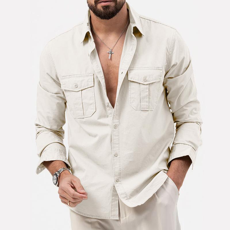 Alejandro - Elegante camisa cargo de manga larga abotonada