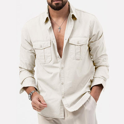 Alejandro - Elegante camisa cargo de manga larga abotonada