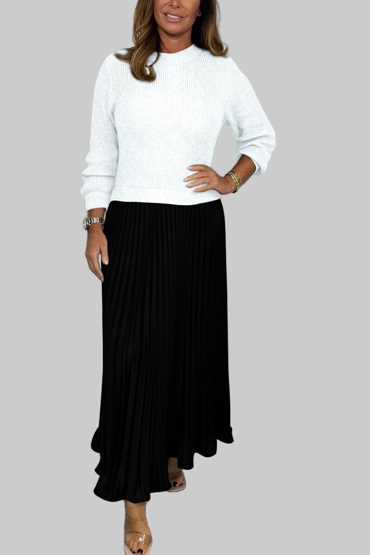 MARÍA | Enterizo de jersey y falda plisada