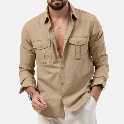 Alejandro - Elegante camisa cargo de manga larga abotonada