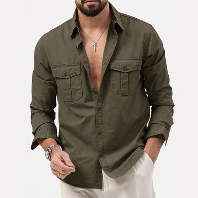 Alejandro - Elegante camisa cargo de manga larga abotonada