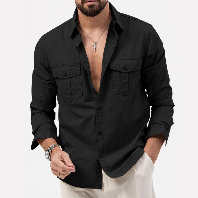 Alejandro - Elegante camisa cargo de manga larga abotonada