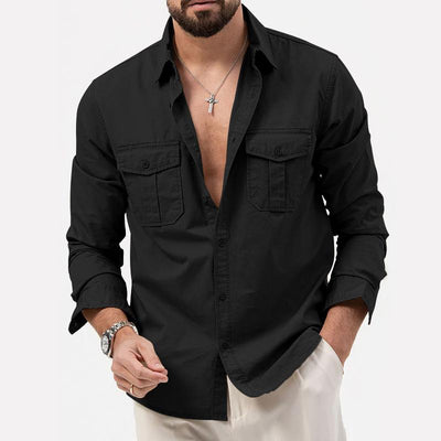 Alejandro - Elegante camisa cargo de manga larga abotonada