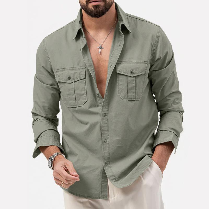 Alejandro - Elegante camisa cargo de manga larga abotonada