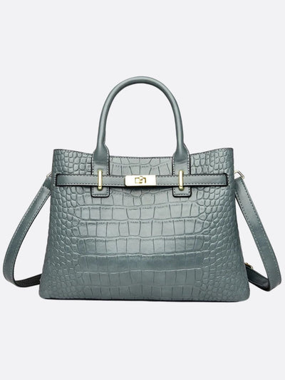 Bolso de Lujo en Piel Roja con Grabado de Cocodrilo
