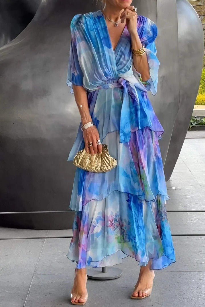 ANA| Vestido de gasa con volantes.