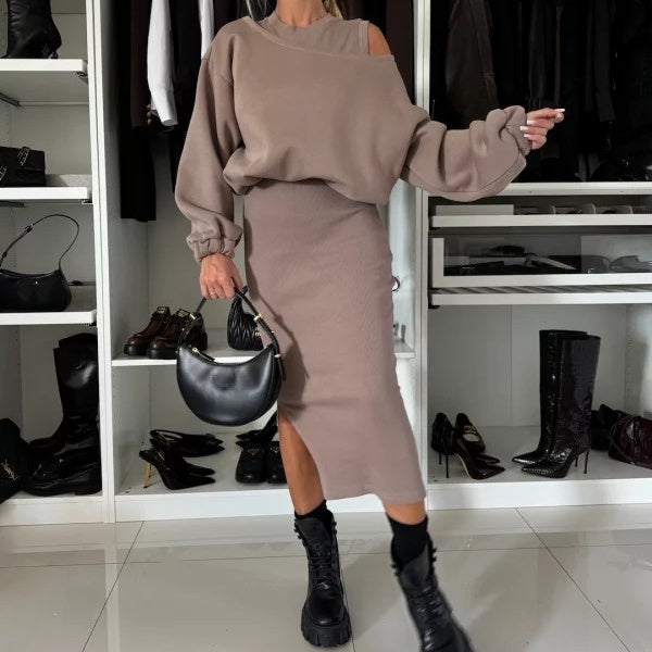 Sandra | Conjunto de dos piezas de vestido con mangas y top
