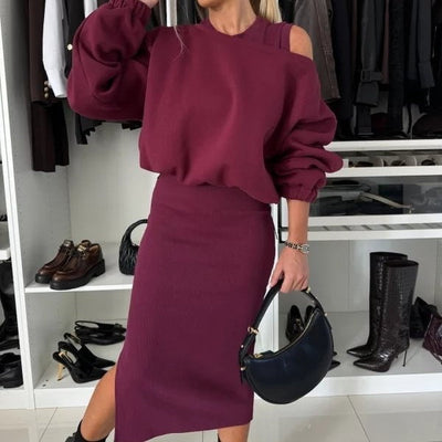 Sandra | Conjunto de dos piezas de vestido con mangas y top