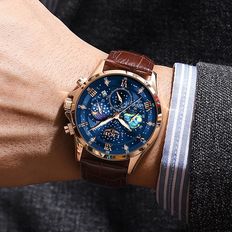 Lucas™ -Reloj elegante para hombre con fase lunar duradera