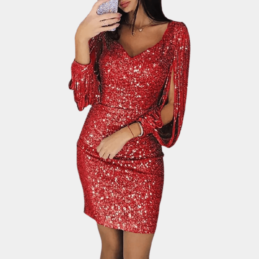 Valentina | Vestido glamuroso, con mangas abiertas.