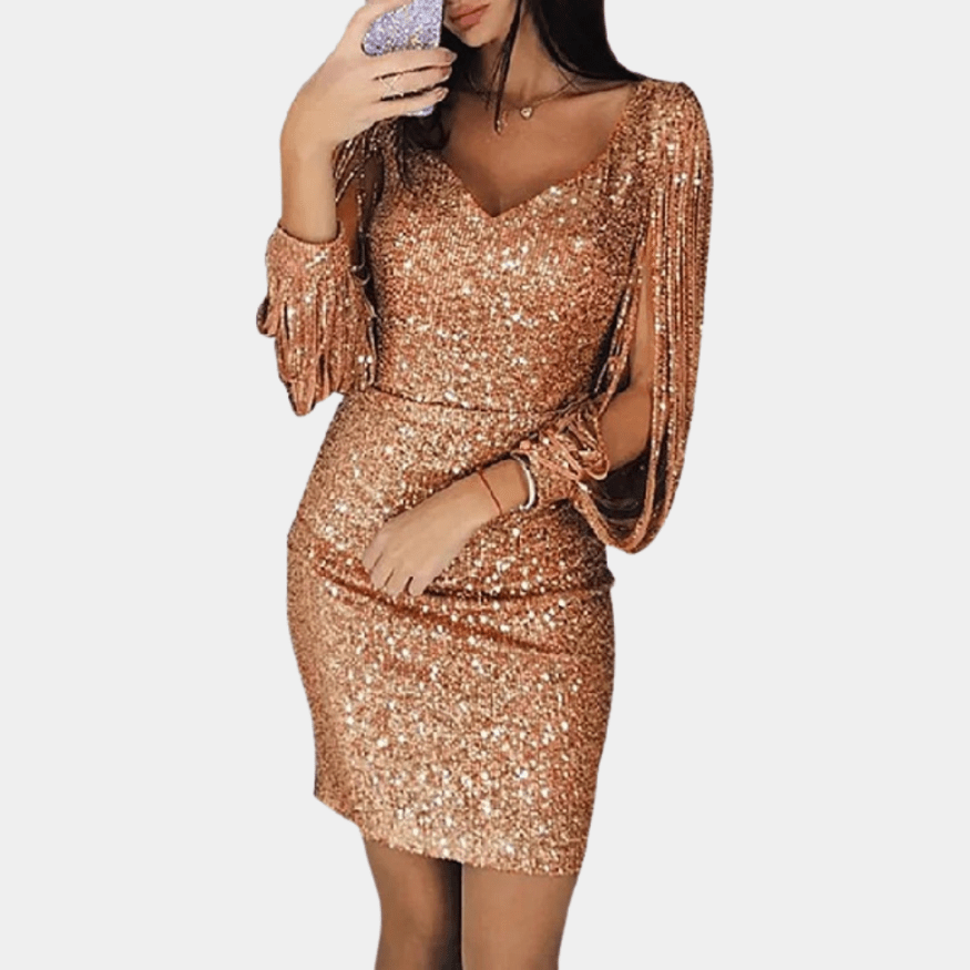 Valentina | Vestido glamuroso, con mangas abiertas.
